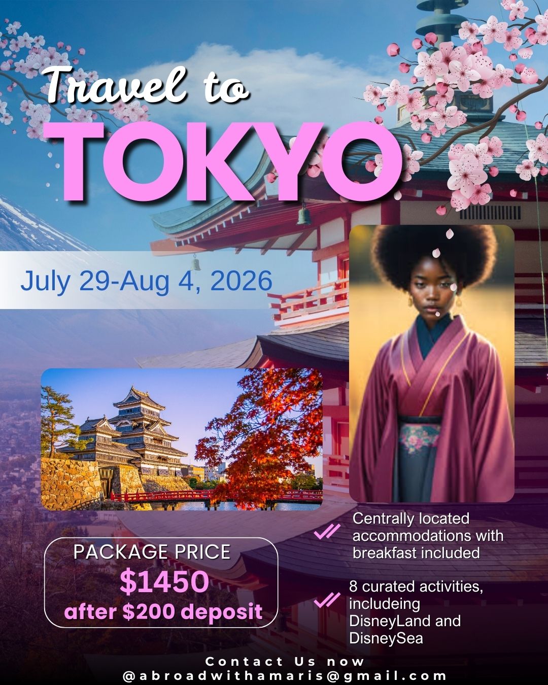 White and Pink Modern Travel to Japan Instagram Post